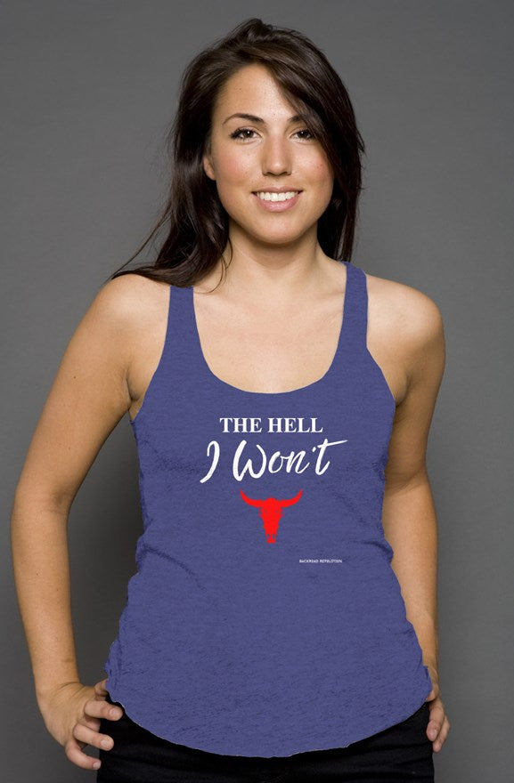 The Hell I Won't Racerback Tank - Red/Blue