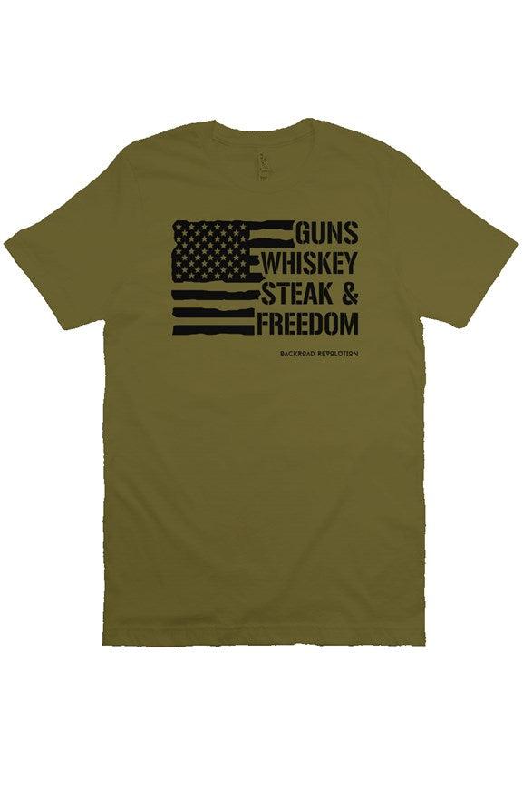 Whiskey Guns Steak & Freedom T-Shirt