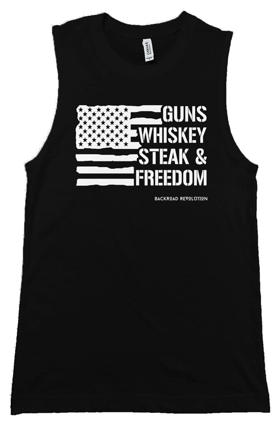 Whisky, Guns, Steak & Freedom Muscle Tank