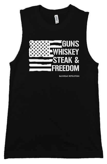 Whisky, Guns, Steak & Freedom Muscle Tank