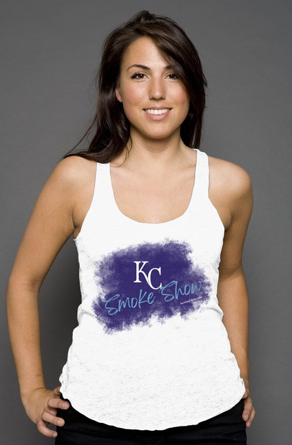 KC Smoke Show Racerback Tank - Blue & White