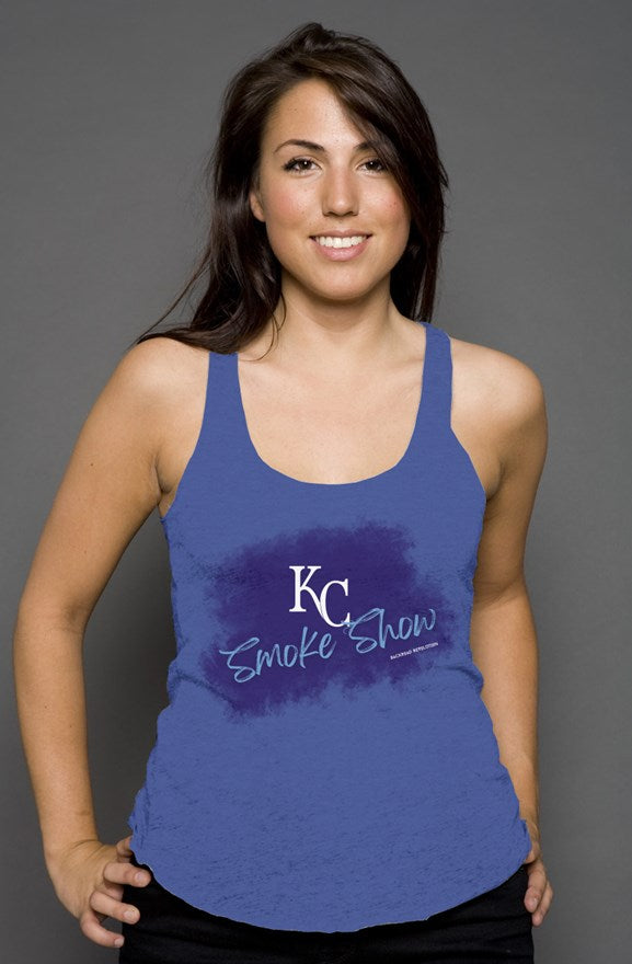 KC Smoke Show Racerback Tank - Blue & White