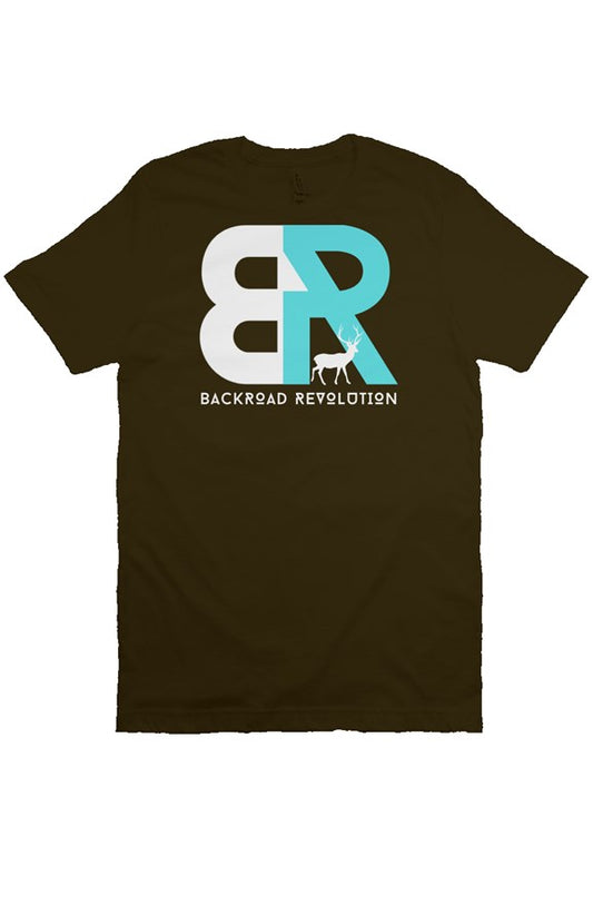 Backroad Revolution Logo T-Shirt for Her - Sky Blue/Brown